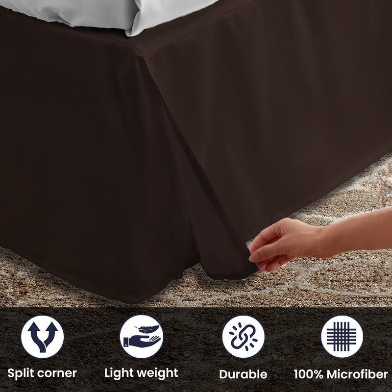 SGI Bedding 12 inch Drop Bed Skirt Queen Size - Platform Style with Secure Fit, Classic Tailored Look, Elegant Pleated Style Dust Ruffle, Split Corners, Wrinkle Resistant Microfiber - Chocolate - Image 4